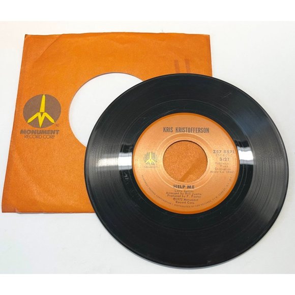 Kris Kristofferson Why Me / Help Me 45 Pop Vinyl Record Monument 1972 - Picture 4 of 4